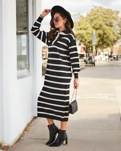 Royalfashion Women's long striped sweater dress