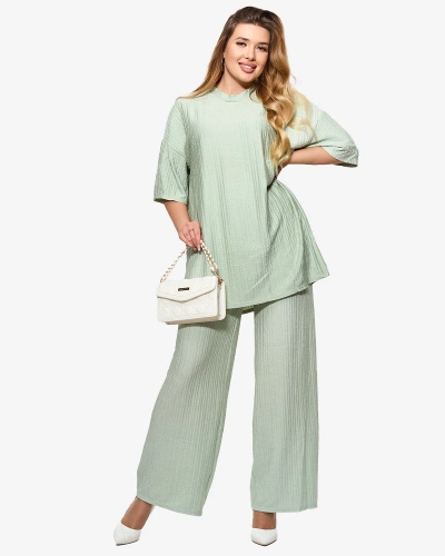 Women's ribbed set in mint color- Clothing