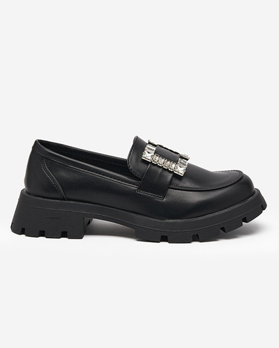 Matt black women's shoes with a silver Vusito buckle - Footwear