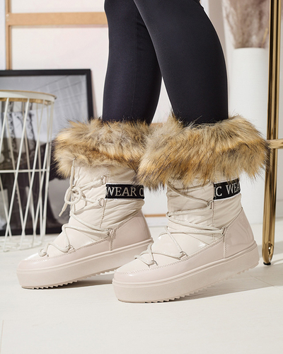 Bēšas krāsas sieviešu sniega zābaki ar kažokādu Lilitsa- Footwear