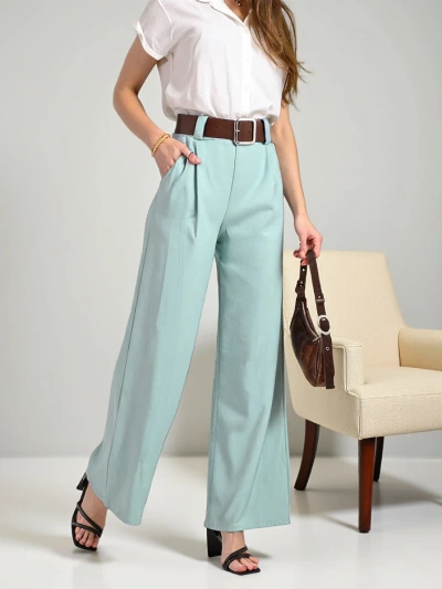 Royalfashion Wide women's trousers with a belt