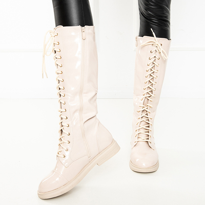 Beige lace-up patent leather boots Tristessa - Footwear