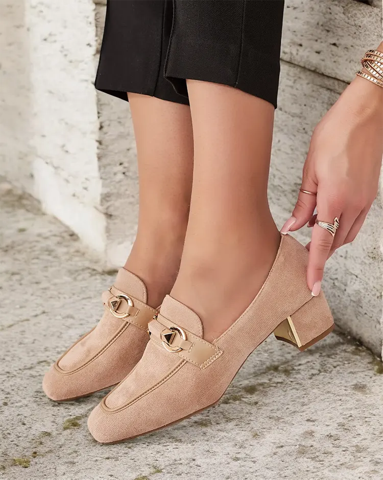 Royalfashion Elegant women's moccasins on a low post Orino