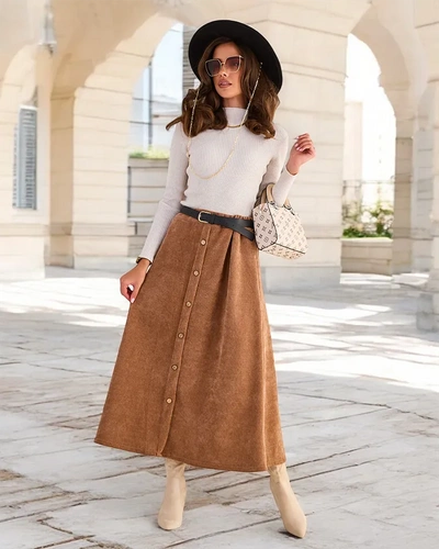 Royalfashion Women's midi skirt with decorative buttons