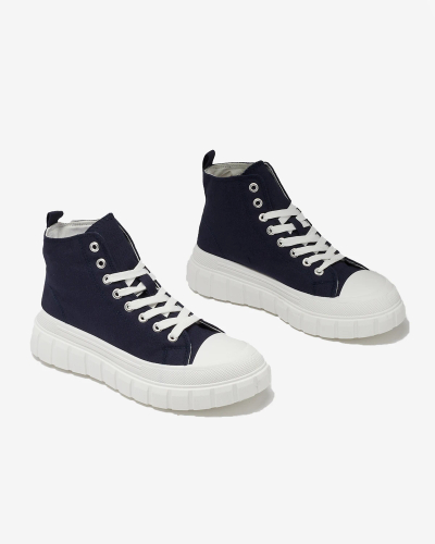 Royalfashion Navy Blue Women's High Sneakers Ates Sneakers