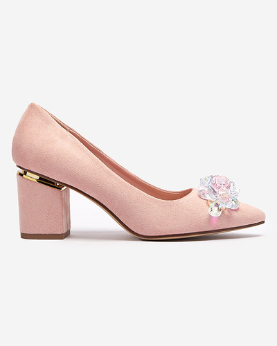 Bright pink women's pumps with colorful crystals Xitas - Footwear