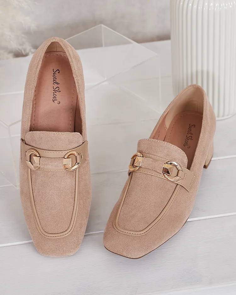 Royalfashion Elegant women's moccasins on a low post Orino