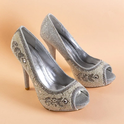 OUTLET Silver shiny pumps on a stiletto heel Marni - Footwear