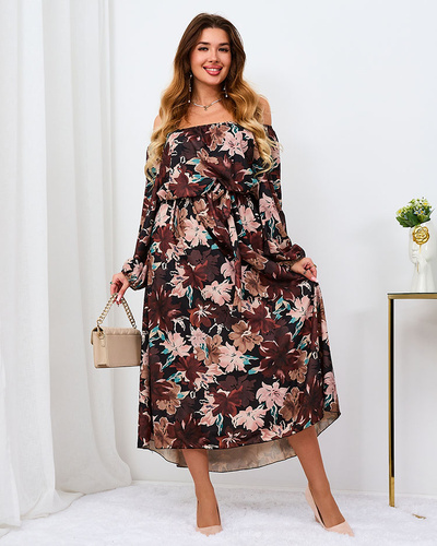 Royalfashion Black and brown floral maxi dress for women