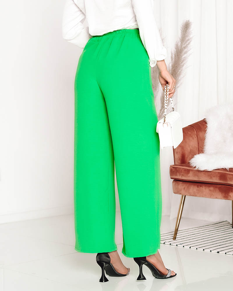 Women's wide green palazzo pants with chain - Clothing