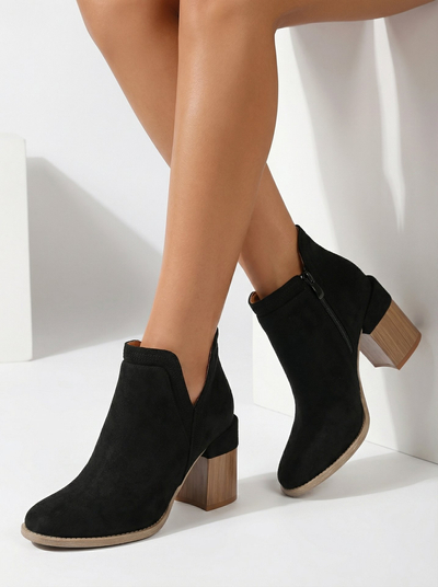 Royalfashion Black Lemere square heeled boots