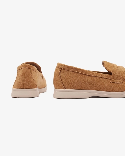 Women's eco-suede moccasins in camel color Daffer- Footwear