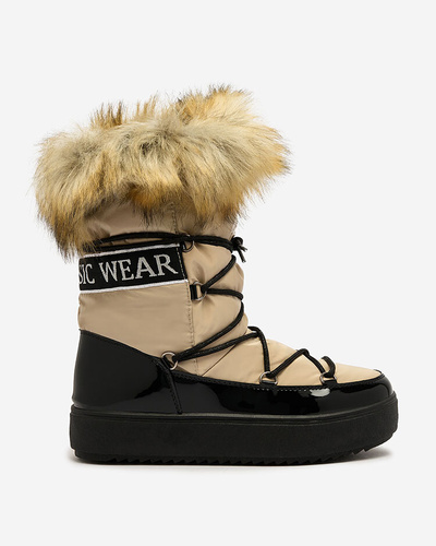 Royalfashion Бежево-черные ботинки-слипы a'la snow boots for women Gomllo