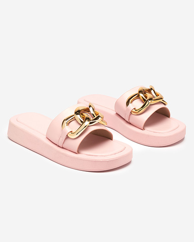 Women's pink slippers with a gold chain Reteris - Footwear