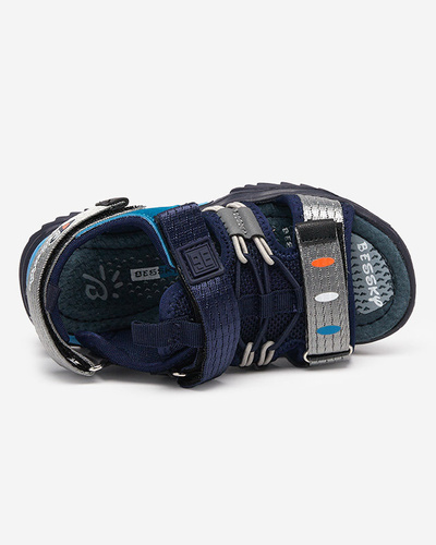 Navy blue children's sandals with Velcro Meteris - Footwear