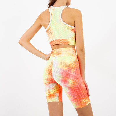 Orange women's 2 piece tie dye sports set - Clothing