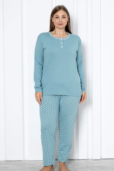 Royalfashion Women's Cotton 2-Piece Polka Dot Pajama PLUS SIZE