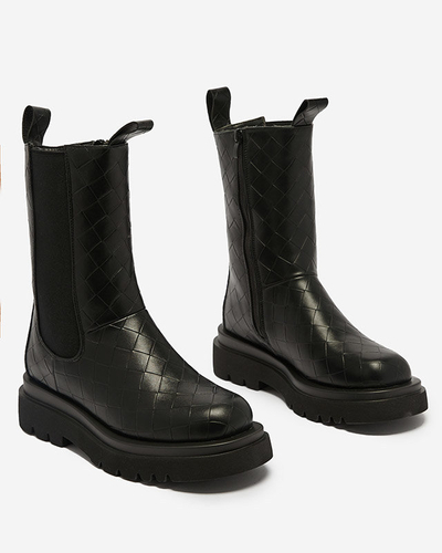 Black women's boots with embossing Ahetto- Footwear