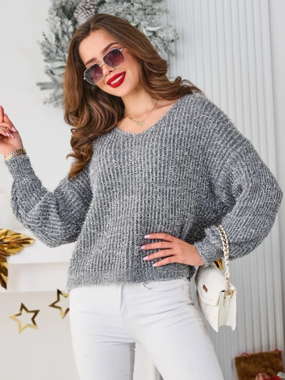 Royalfashion Women's sweater with shiny thread