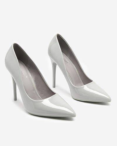 Gray women's lacquered pumps on a high heel Merika - Clothing