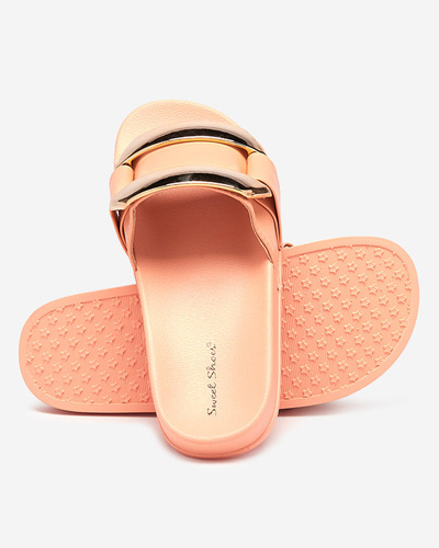 Royalfashion Orange women's flip-flops with gold decoration Serina