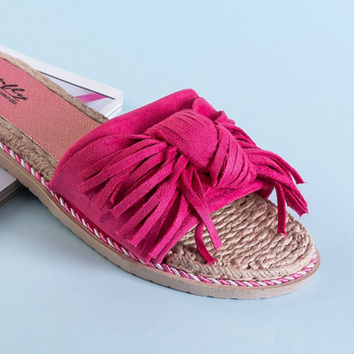 Fuchsia women's slippers with fringes Foasia - Footwear