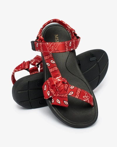 Royalfashion Red women's sandals with bow Oyall