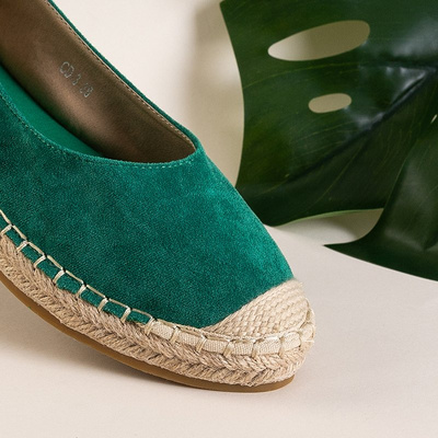 Women's green eco-suede espadrilles Silina- Shoes