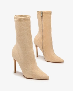 Royalfashion Beige Sieviešu luksusa stiletto zābaki