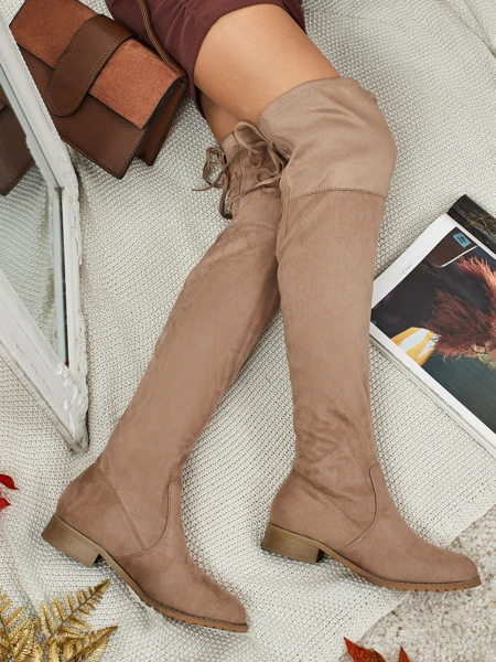 Ženske čizme iznad koljena od eko brušene kože Denvoria