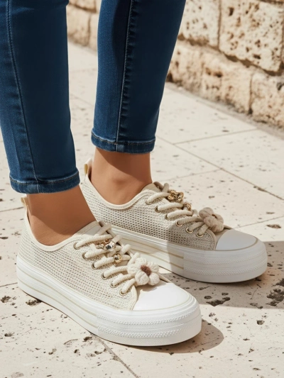 Royalfashion Women's perforated sneakers with embellishments Osdo