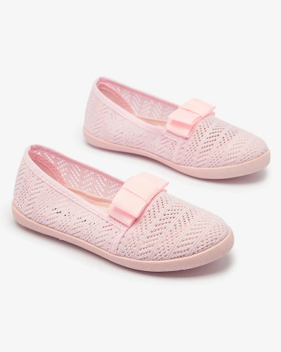 Girls' bow sneakers in light pink Lolisa - Footwear