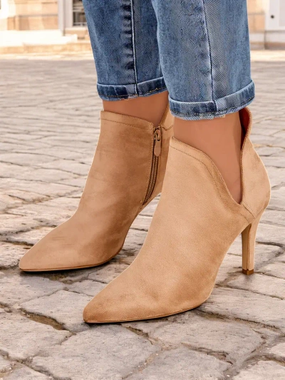 Light brown women's boots on a high heel Annalisa - Footwear