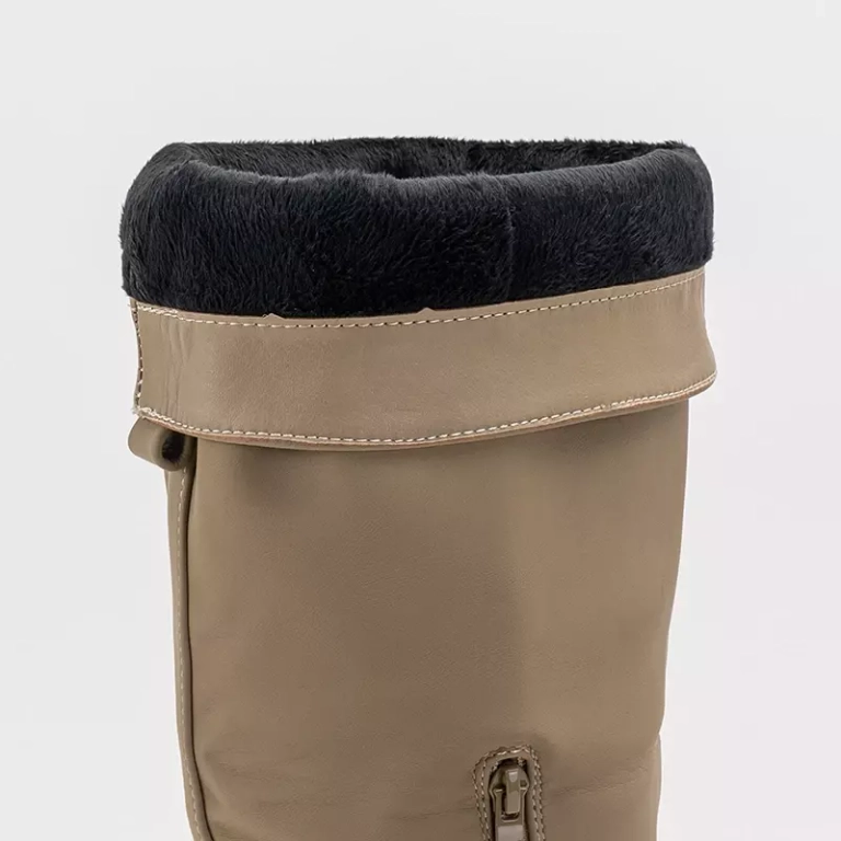 OUTLET Beige women's knee-high boots Filusio - Footwear