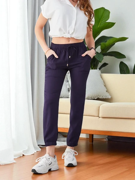 Sofía Navy Blue Lyocell Long Pants