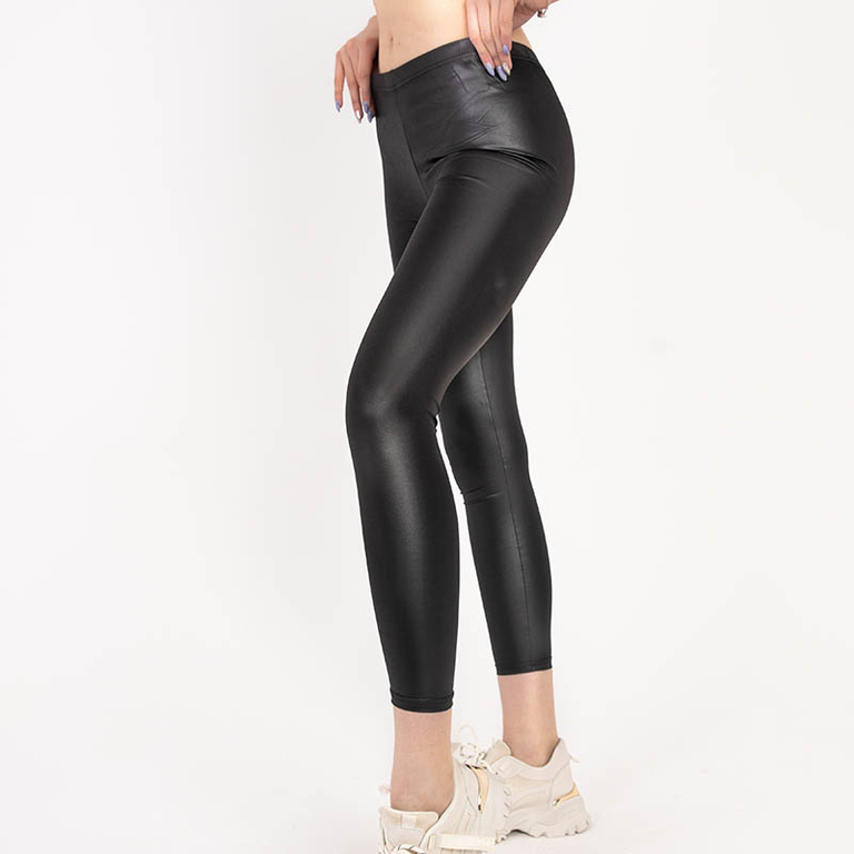 Black women's eco-leather leggings - Clothing