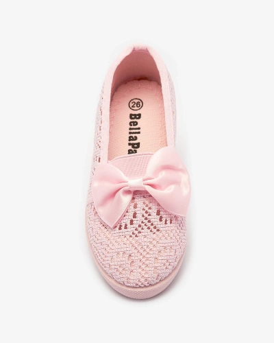 Girls' bow sneakers in light pink Lolisa - Footwear