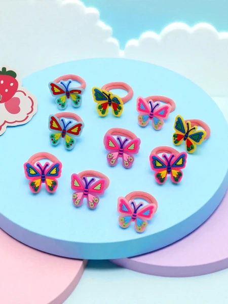 Krāsainas matu gumijas ar tauriņiem