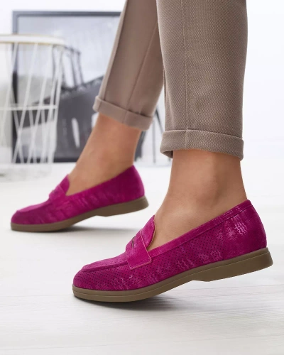 Fuchsia openwork women's moccasins with shiny finish Idesa - Footwear