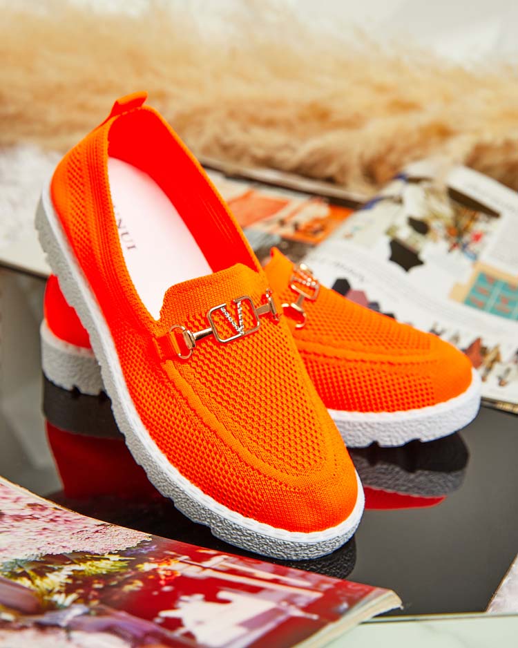 Royalfashion Женские тканевые мокасины с золотым украшением Erticae