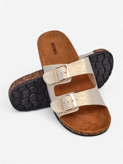 Женские золотые сандалии Ariadne Eco с плоской подошвой на лето