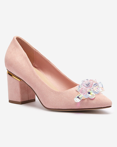 Bright pink women's pumps with colorful crystals Xitas - Footwear