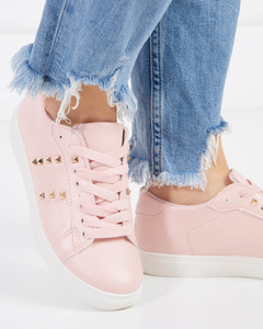 Pink women's sneakers with Cyris studs - Footwear