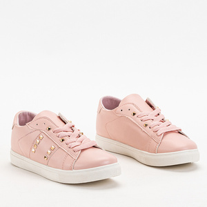 Pink women's sneakers with Cyris studs - Footwear