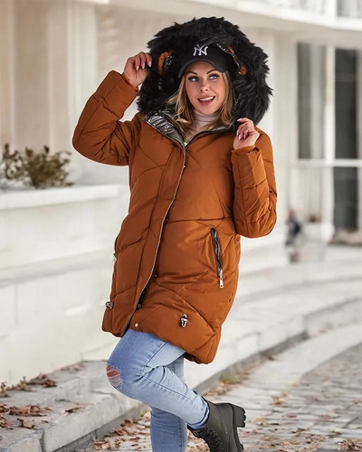 Royalfashion Brown women's winter jacket