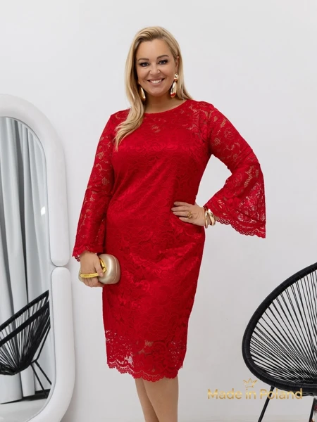 Lav dame midi blondekjole med vide ærmer Kiss Star