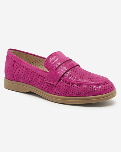 Fuchsia openwork women's moccasins with shiny finish Idesa - Footwear