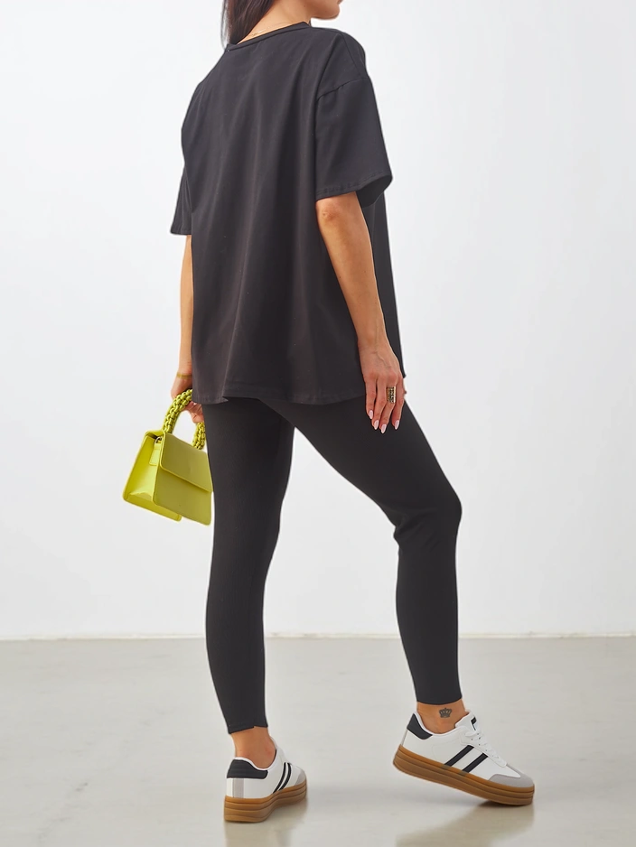 Royalfashion Sieviešu kokvilnas komplekts ar īsām piedurknēm un legingiem