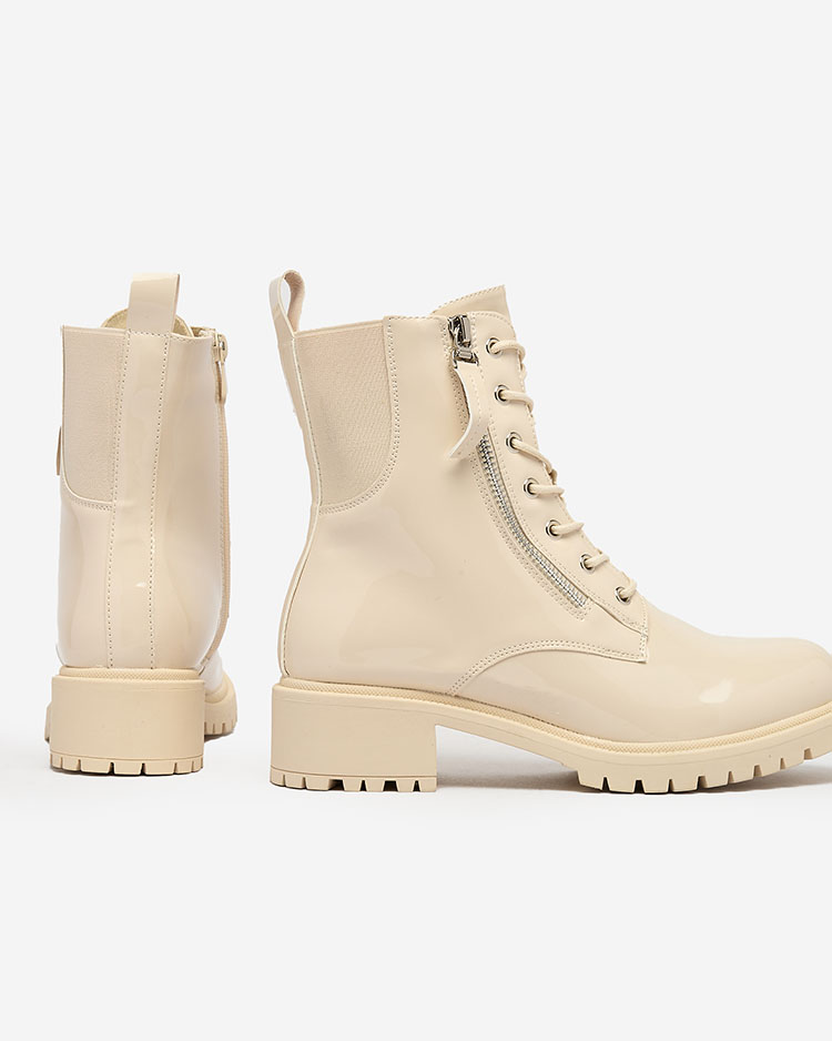 Royalfashion Бежевые женские сапоги-багги из экокожи Седдага