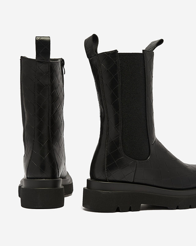 Black women's boots with embossing Ahetto- Footwear